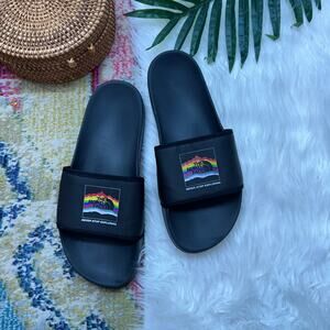 The North Face Slides Sandal Mens 10 Black Pride Rainbow Colorful Slip On Casual